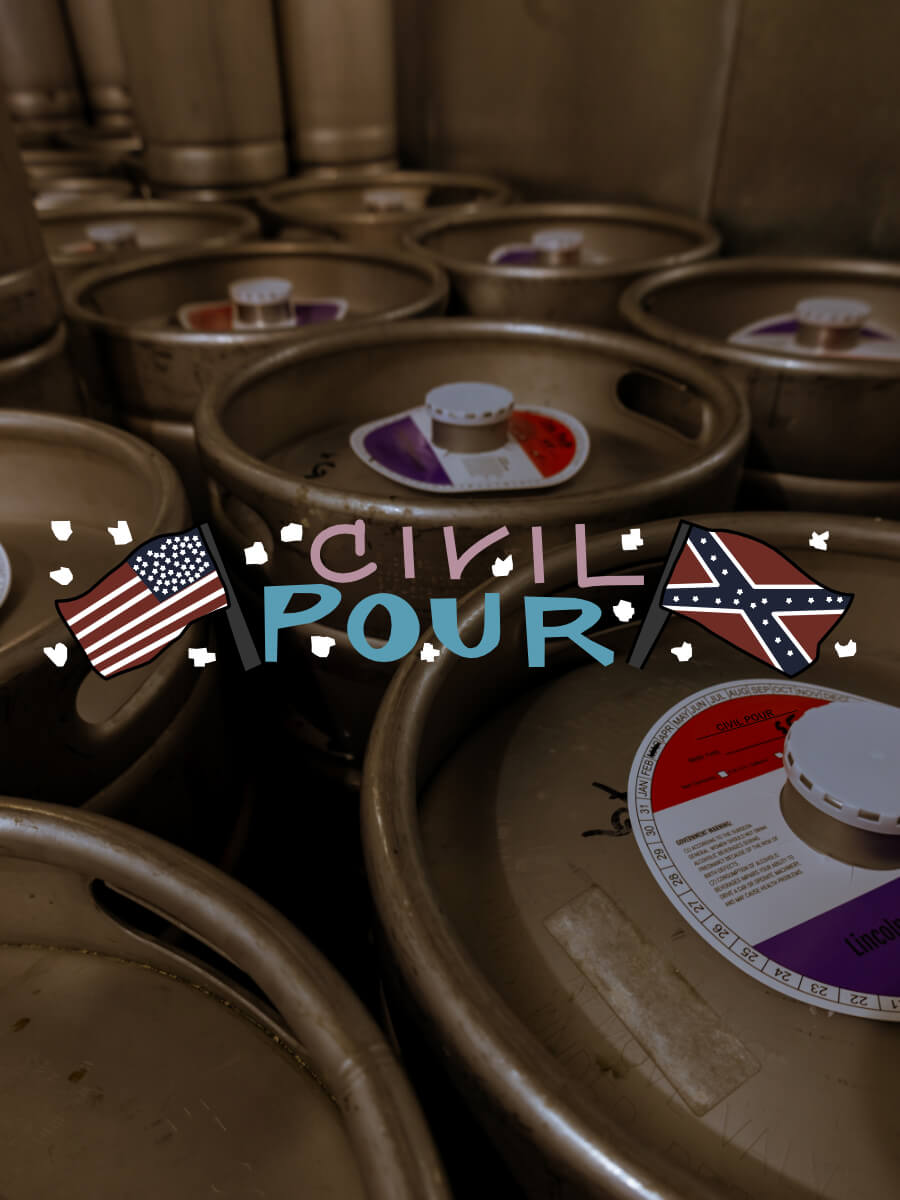 Kegs full of Civil Pour blonde ale beer.