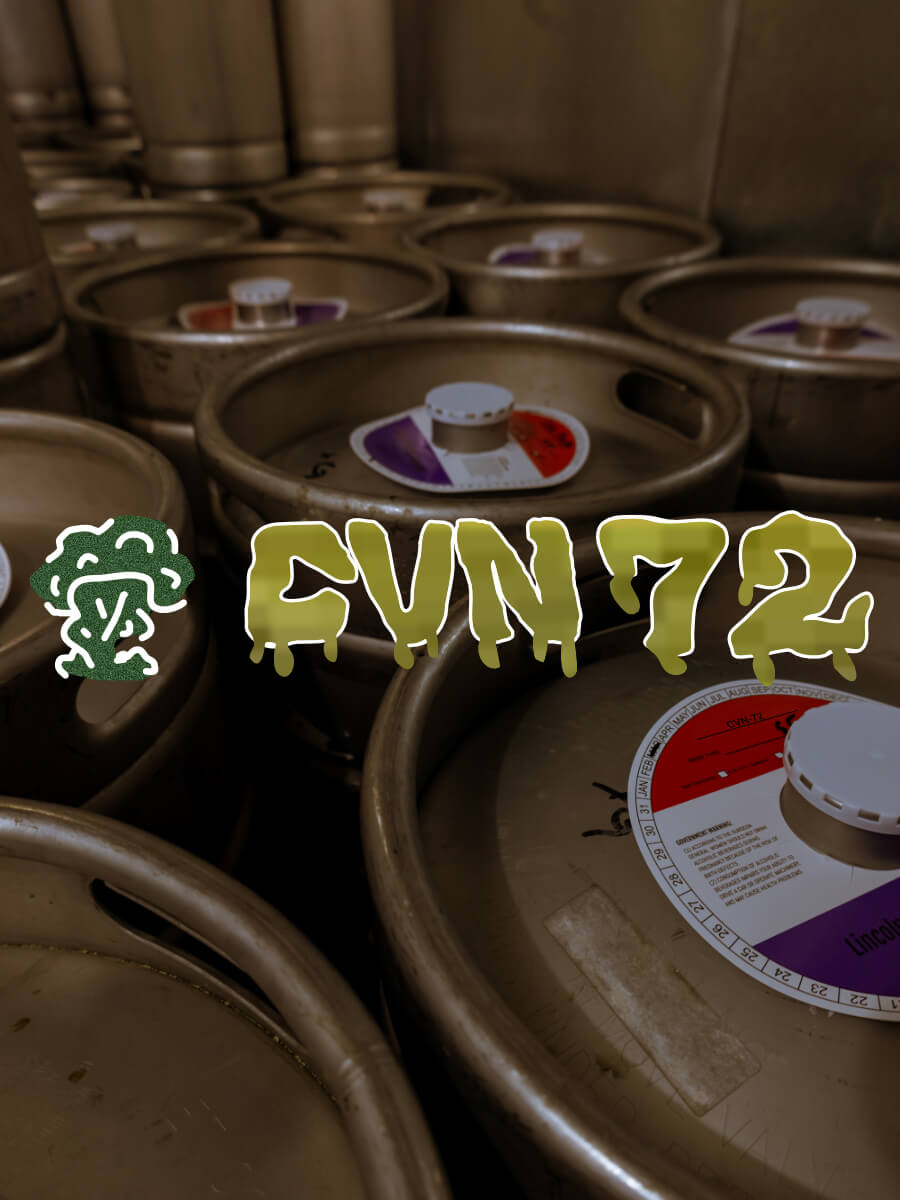 Kegs full of CVN-72 IPA beer.