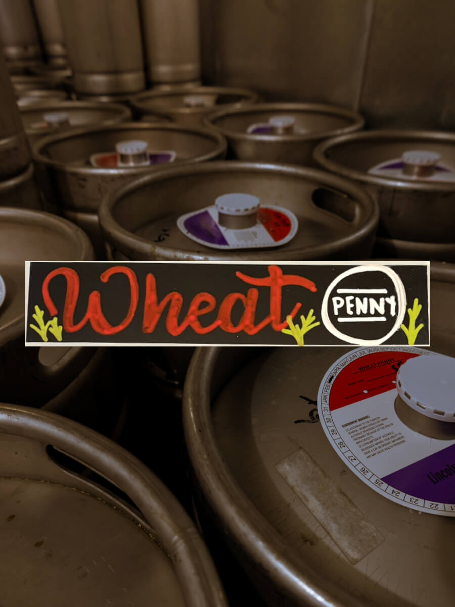 Kegs full of Wheat Penny hefe beer.